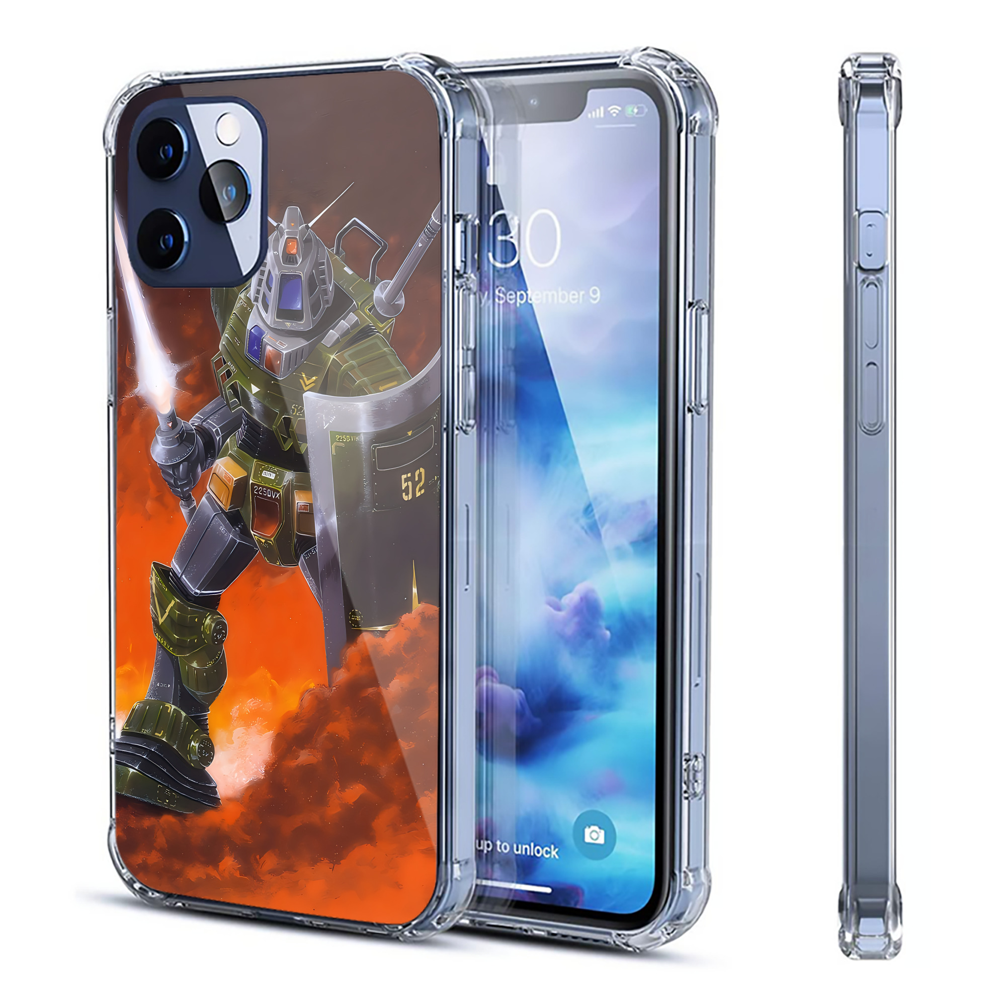 （画像用） 機動戦士ガンダム Mobile Suit Gundam 【iPhone 12シリーズ対応】透明スマホケース（クリアソフトケース）